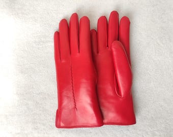 Fur-lined Leather Gloves - Handmade Lambskin Winter Gloves