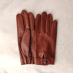 Men unlined leather gloves Handmade Men Gloves for Driving gift Sensor screen Touchscreen ready Rotten cherry Black Plum Eggplant Brick