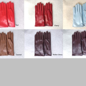 Cashmere / silk lined leather gloves Handmade mens Gloves for Driving Cherry White Cognac light Blue Dark blue Taupe Eggplant Black image 6