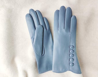 Guantes de piel de cordero con forro de cachemira, guantes de invierno para mujer