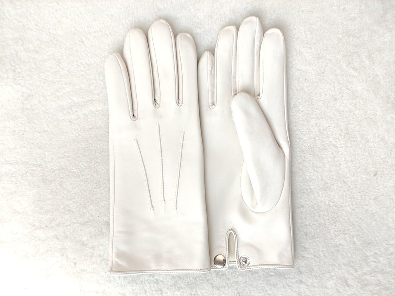 Cashmere / silk lined leather gloves Handmade mens Gloves for Driving Cherry White Cognac light Blue Dark blue Taupe Eggplant Black image 7