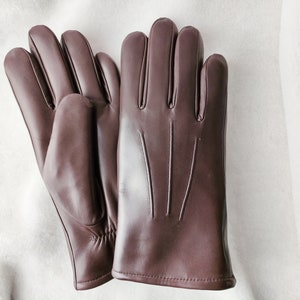 Gefütterte Herren Lederhandschuhe Handgefertigte Männer Handschuhe Echtleder-Handschuhe Beste Geschenk für Freund Schaffell Braun Dunkelblau Schwarz Aubergine
