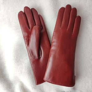 Sheep fur-lined leather gloves Handmade Ladies Gloves Best gift for lady Warm winter gloves Purple Light blue Black Morey Cognac