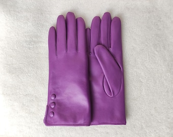 Fur-Lined Leather Gloves, Handmade Lambskin Winter Gloves