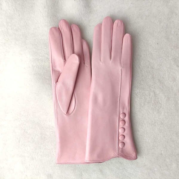 11 inches Cashmere / silk lined leather gloves Handmade Ladies Gloves Gloves for Driving gift Petroleum Pink Light blue Beige Cherry Blue