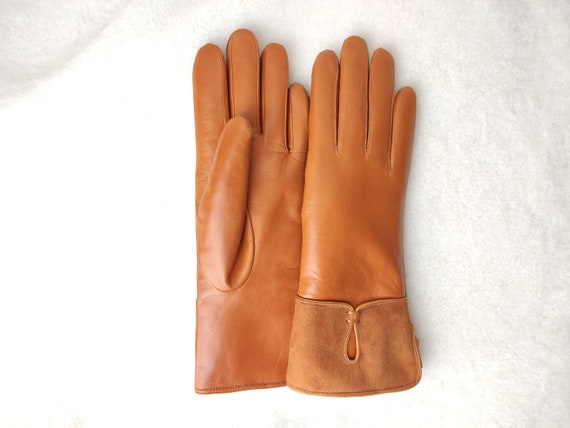 Handmade Sheep Fur-Lined Leather Gloves, Warm Winter Gloves