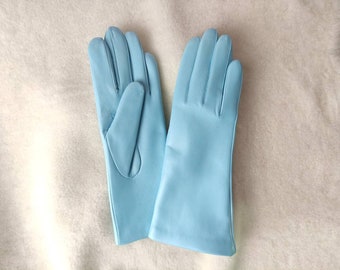 Kasjmier/zijde gevoerde lederen handschoenen Handgemaakte dameshandschoenen Handschoenen voor autorijden Beste cadeau voor dame Lichtblauw Grijs Beige Wax Eucalyptus
