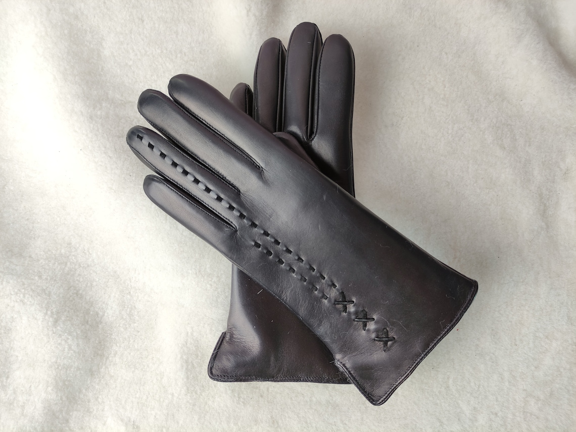 Sheep or Rabbit Furlined Leather Gloves Handmade Ladies Etsy