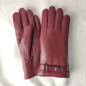 Sheep fur-lined men's leather gloves Handmade Men Gloves Genuine leather gloves Best gift for boyfriend Warm winter gloves Drive Bordeaux