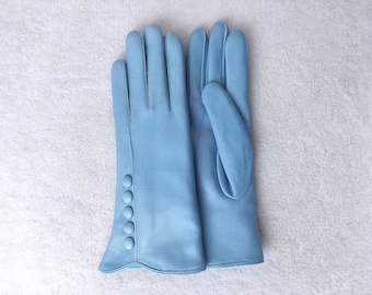 Cashmere / silk lined leather gloves Handmade Ladies Gloves for Driving Gift Petroleum Pink Light blue Beige Black Orchid Cognac light