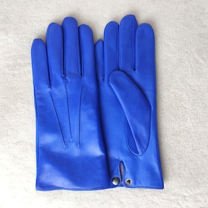 Cashmere / silk lined leather gloves Handmade mens Gloves for Driving Cherry White Cognac light Blue Dark blue Taupe Eggplant Black image 2