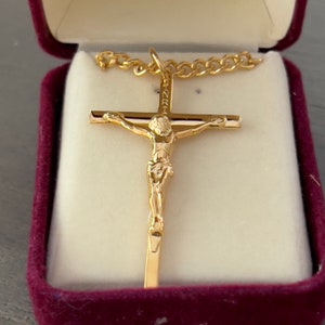 Gold Plated Crucifix With 24 Inch Gold Chain-Vintage Crucifix Necklace-McVan Vintage Crucifix