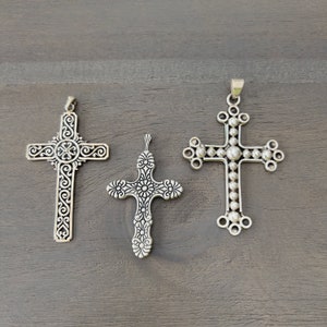 Large Sterling Silver Cross Pendant-Ornate Silver Pendant-925 Pendant