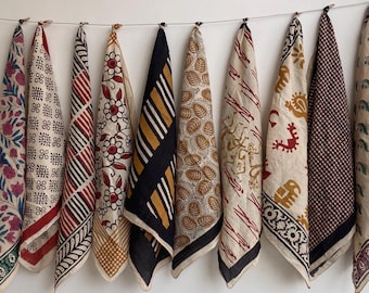 Hand Block Print Cotton Bandana Set – Natural Dye Jaipur Handicraft (Set of 10)