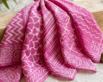 Set med 5 naturrosa bandanaset: Unisex fyrkantiga halsdukar
