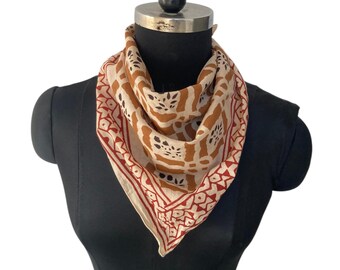 Floral Cotton Bandana | Indian Block Print Boho Hair Scarf