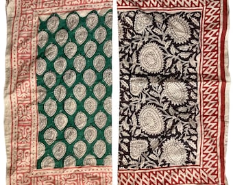 Handmade Block Print Cotton Bandana Set - Natural Dye Neckerchief