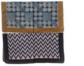 Conjunto de pañuelos de algodón estampados a mano: turbante bohemio, teñido con tintes naturales.