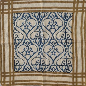 Hand Block Printed Cotton Bandana: Natural Dye Indian Head Wrap