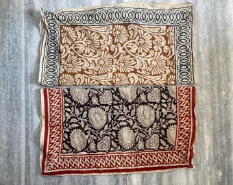 Set di bandane in cotone stampato a mano: sciarpa per capelli floreale, tintura naturale