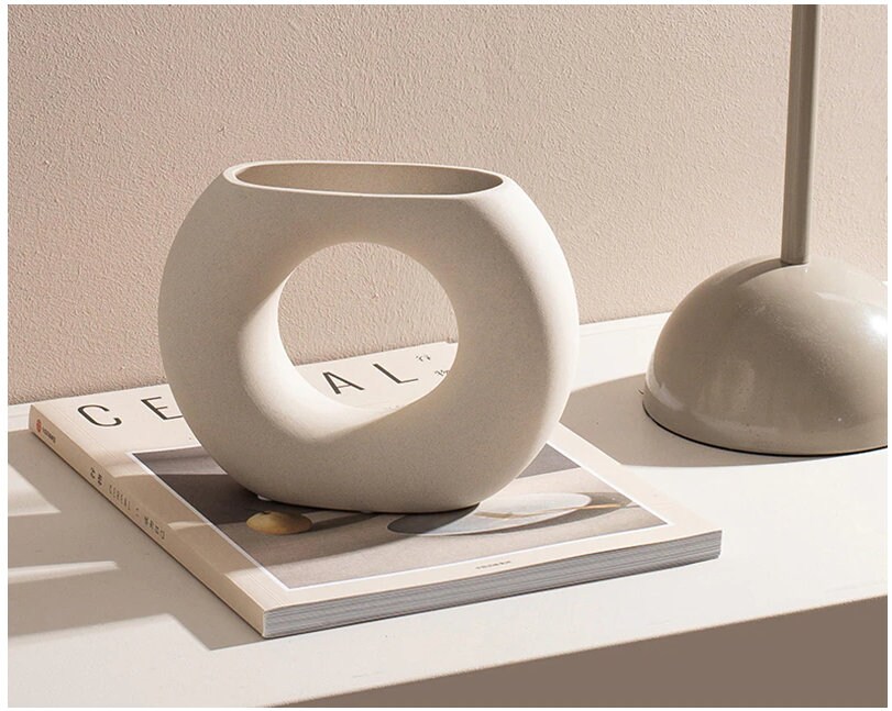 Nordische Keramik Donut Vase Hohle Vase TischblumenVasen Etsy