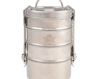 4 Tier Indian-Tiffin Stainless Steel Medium Tiffin Lunch Box