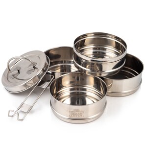 4 Tier Indian-Tiffin Stainless Steel Medium Tiffin Lunch Box image 5