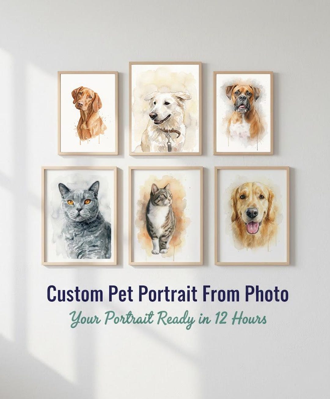 Custom Watercolor Pet Portrait | Dog & Cat Memorial (digital Download ...