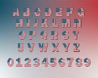 USA Flag Alphabet Vector: A-Z Letters & Numbers (Digital Download)