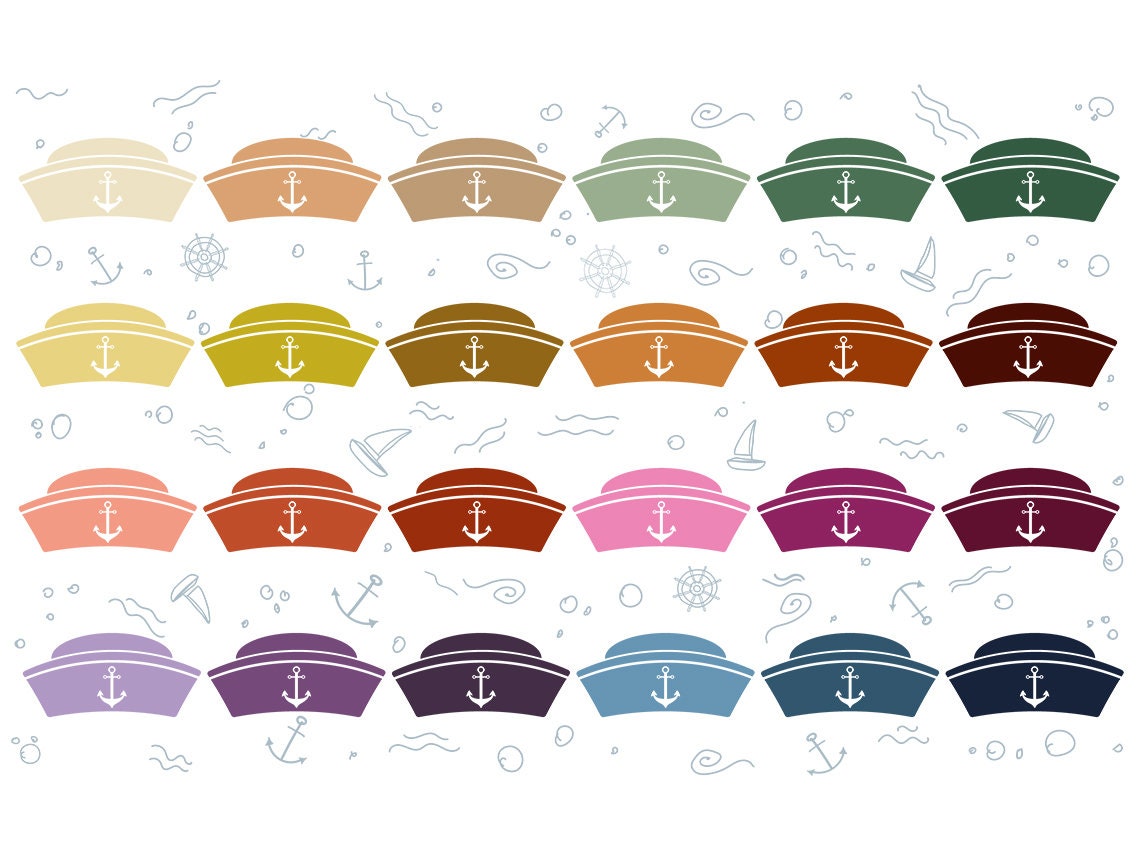 Boho Color Sailor Hat SVG Sailor Hat Vector Clipart SVG Etsy UK