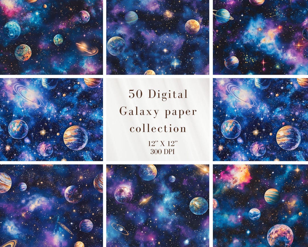 50 Galaxy Digital Paper Pack: 12x12 Seamless Space Patterns (instant ...