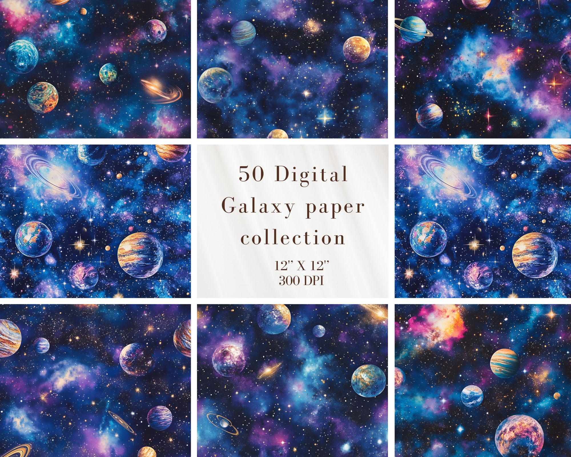 50 Galaxy Digital Paper Pack: 12x12 Seamless Space Patterns (instant ...