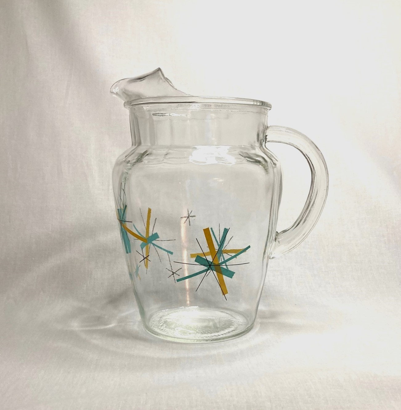 Rare Vintage Anchor Hocking Atomic Salem North Star Pitcher with Ice Lip