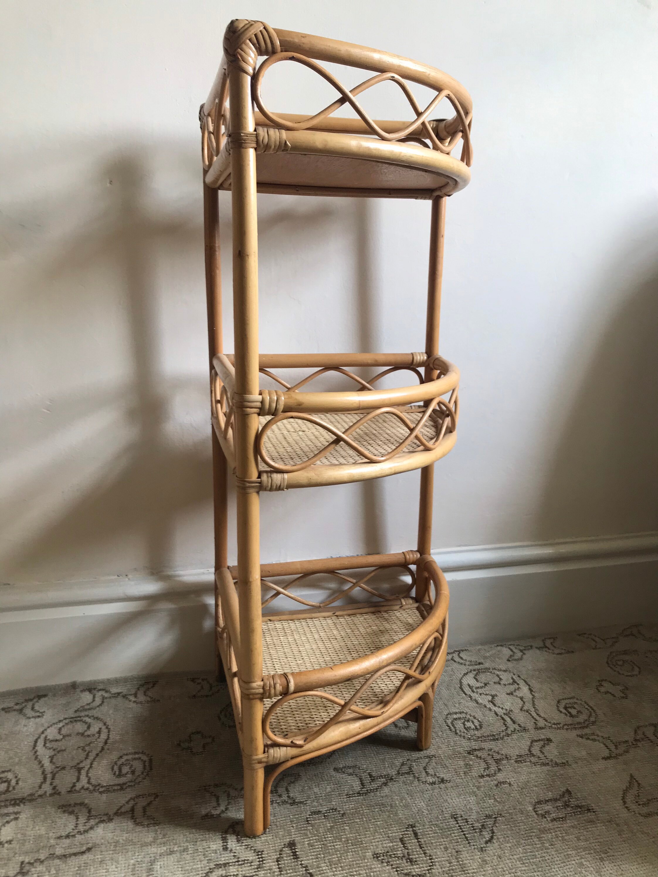 Vintage Rattan Bamboo Corner Shelf Unit / Shelves mid Etsy