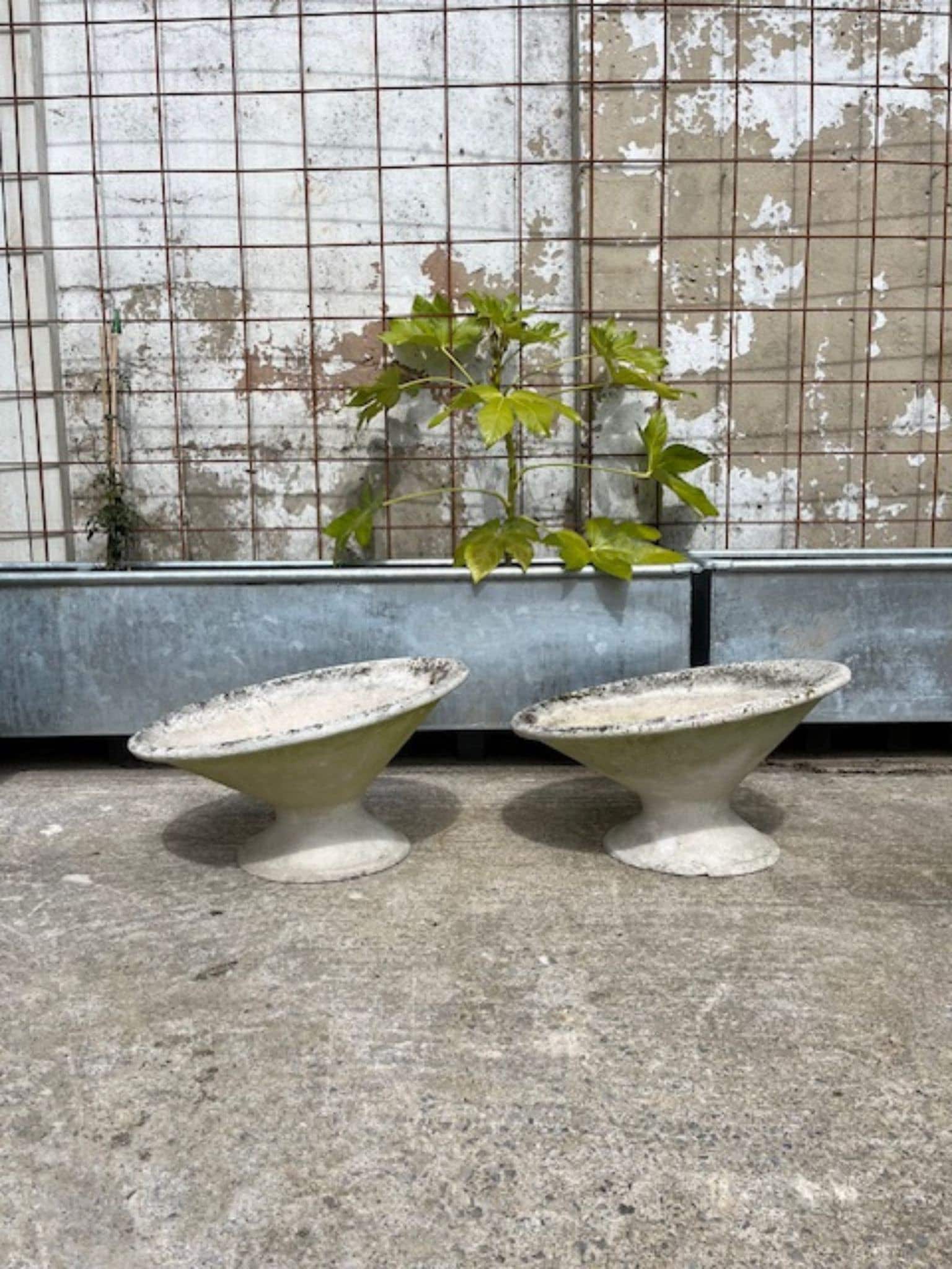 Willy Guhl Tilted Satellite Modernist Vintage Planters for Eternit