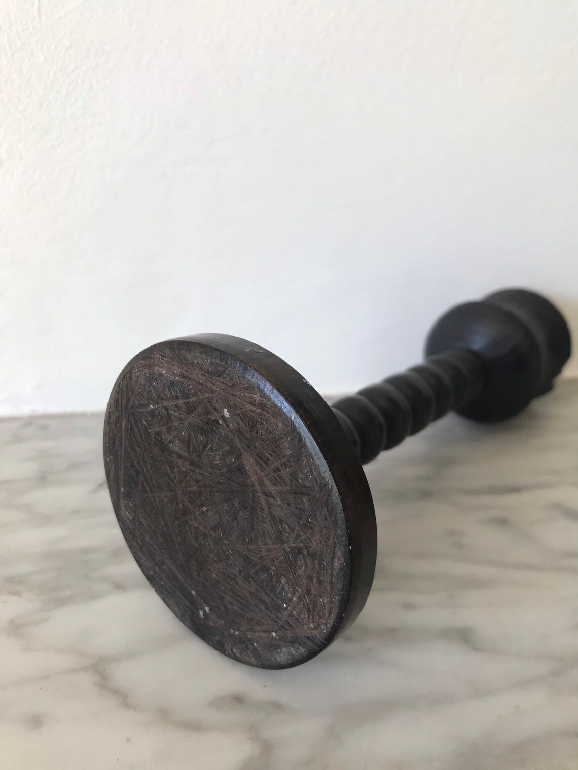 Antiguo soporte de vela de bobina en madera ébano | Etsy