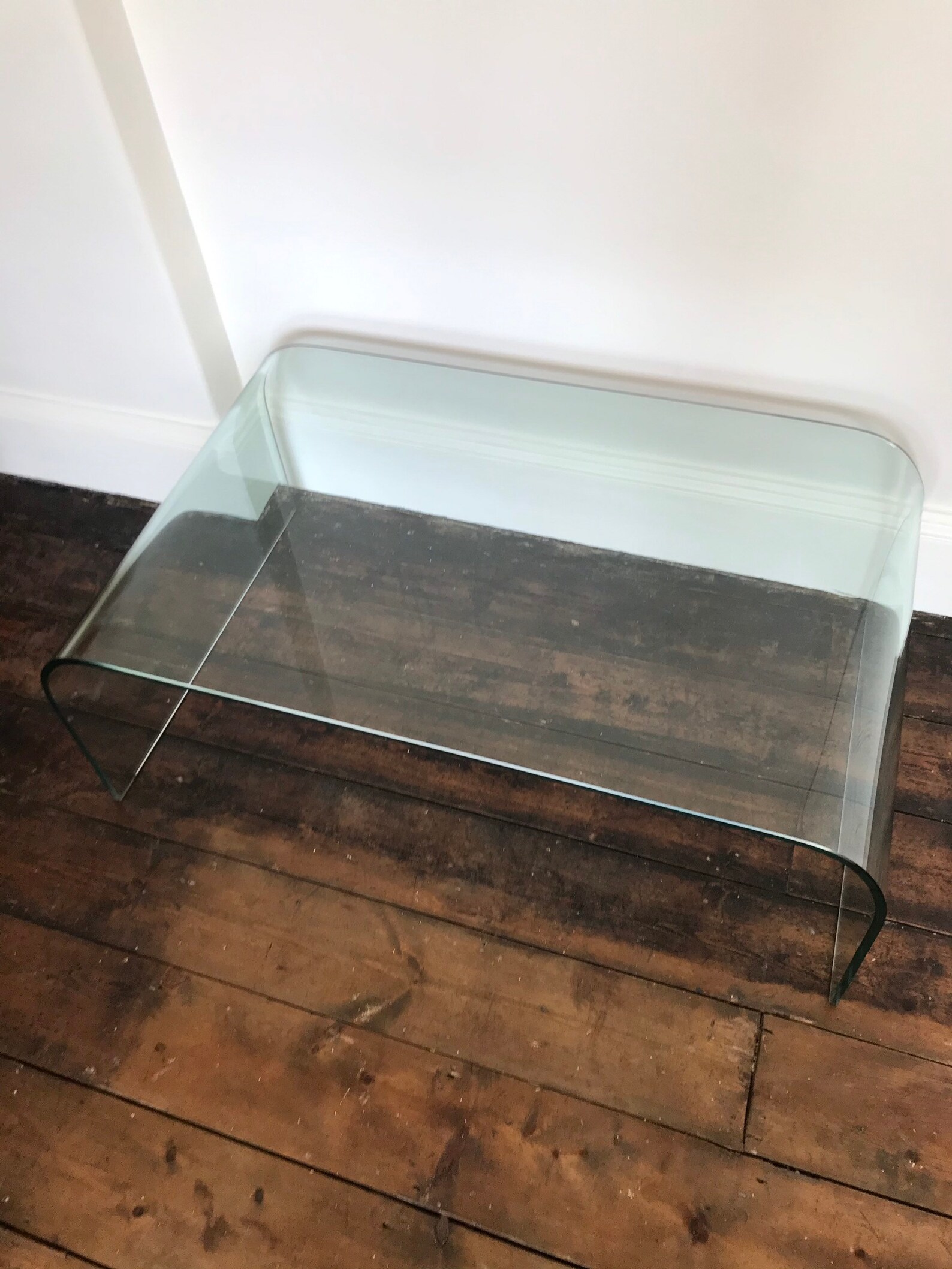 Vintage glass waterfall coffee table Fiam Italia style Etsy