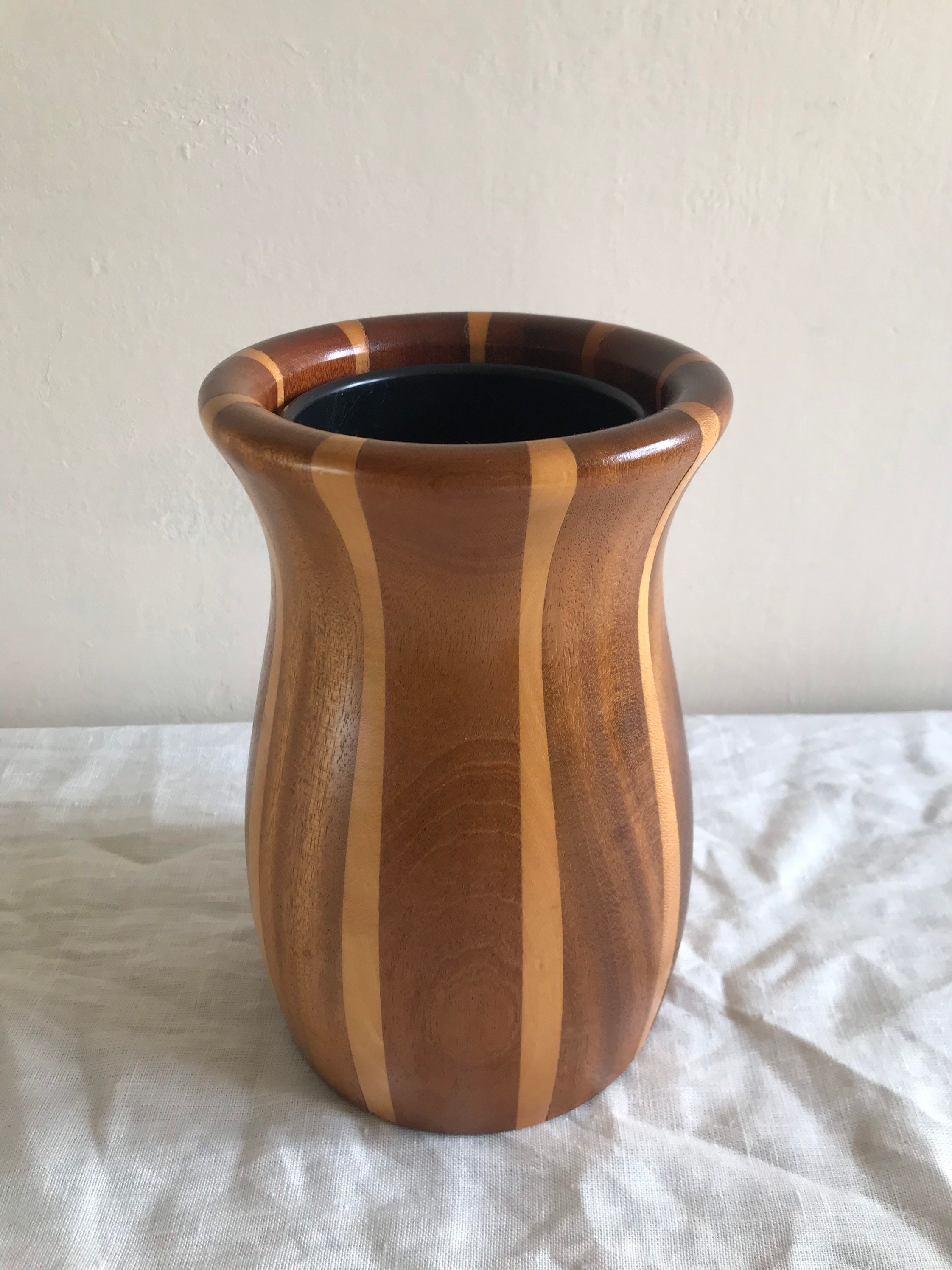 Mid century striped wooden vase 1960s original woodware Etsy