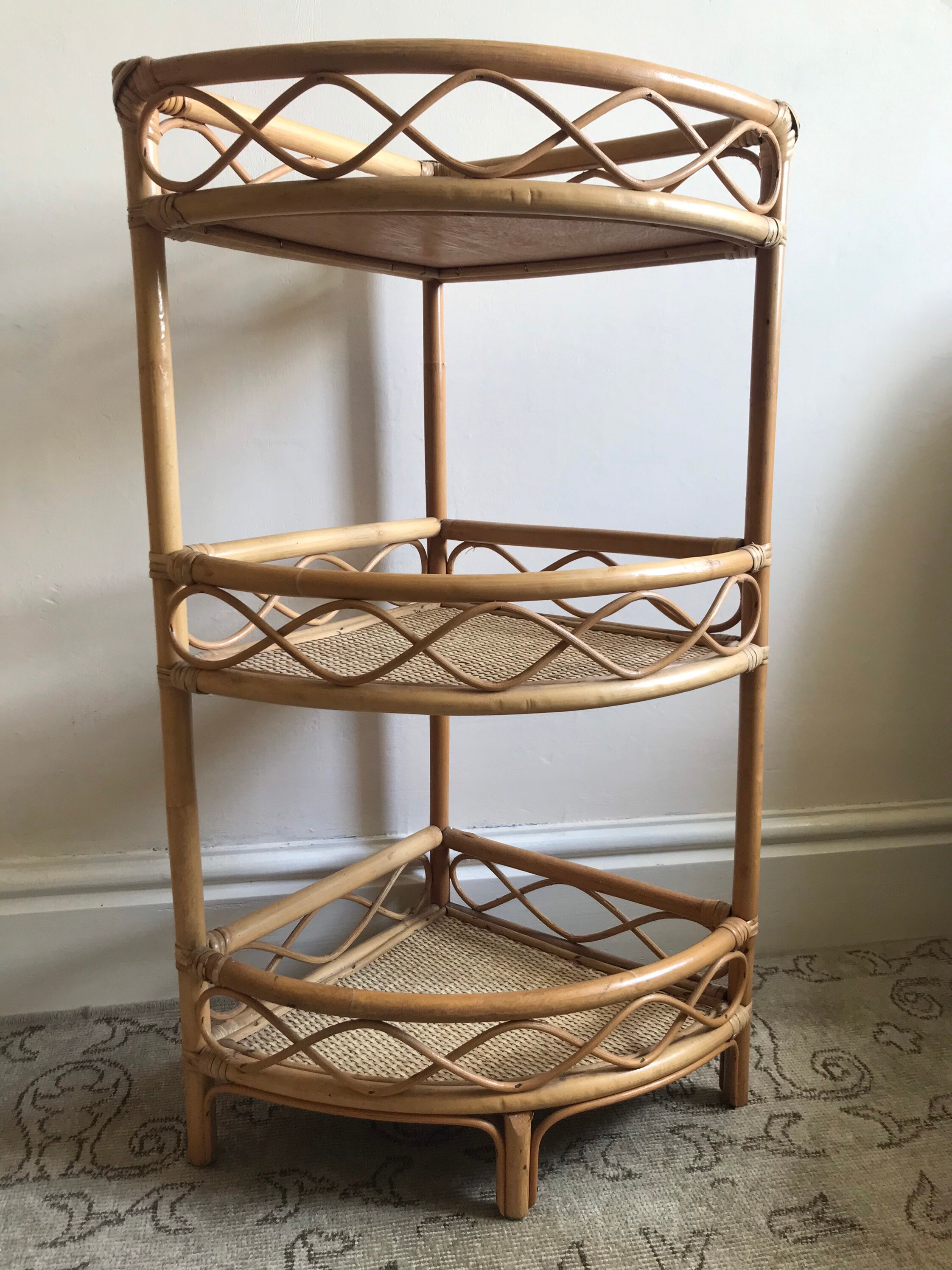 Vintage Rattan Bamboo Corner Shelf Unit / Shelves mid Etsy
