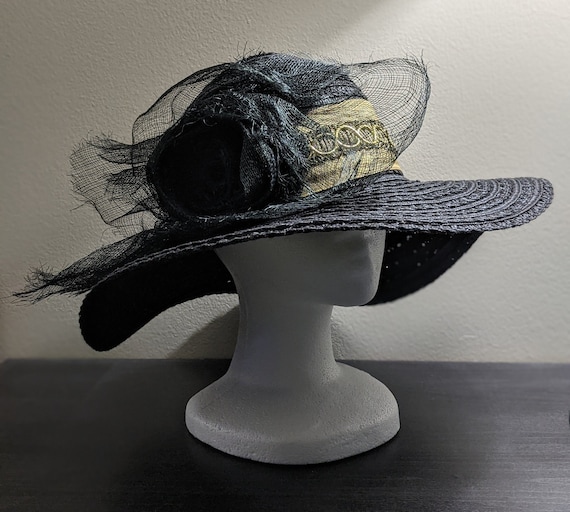 Black Brimmed Straw Women display picture 2