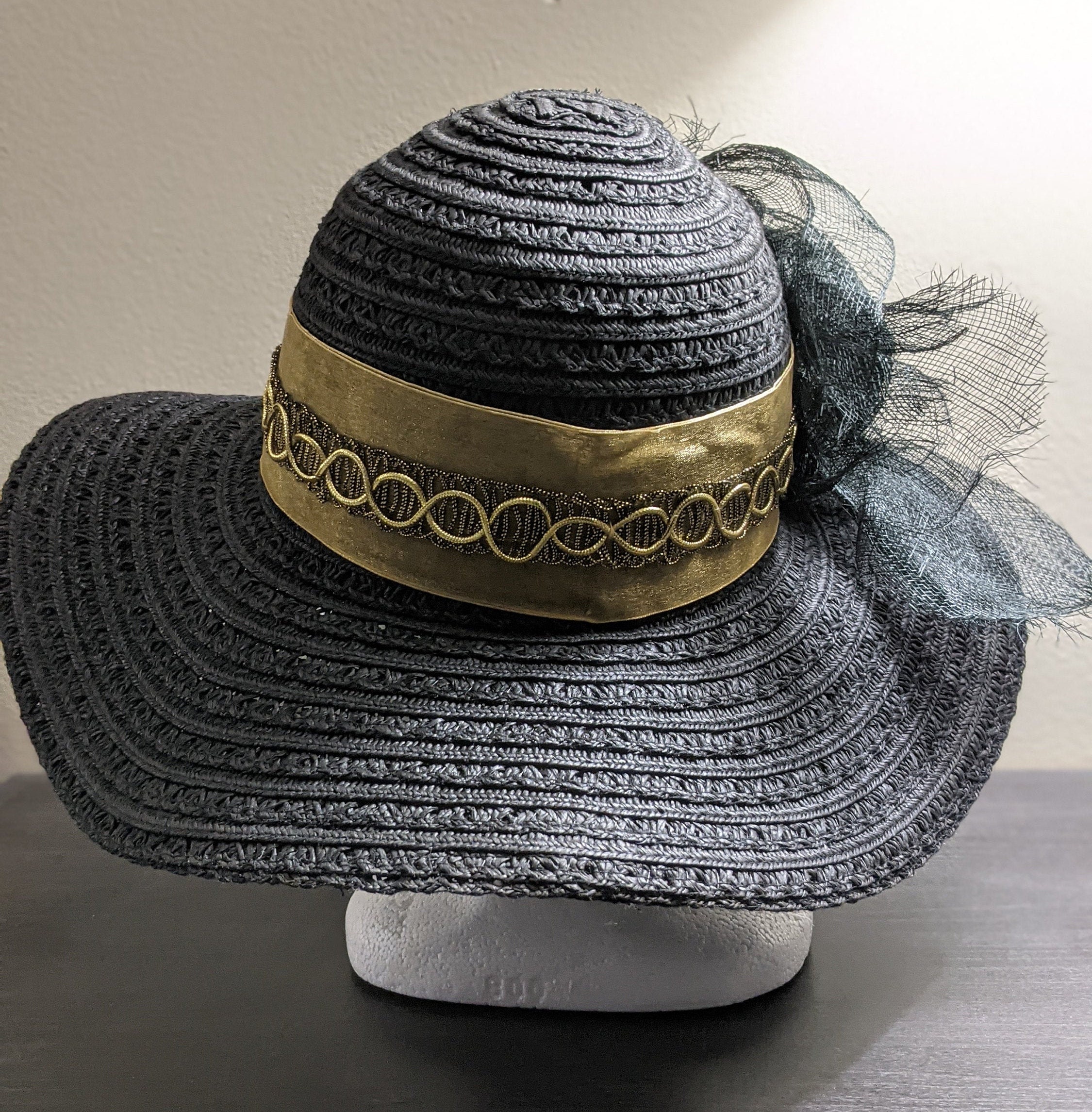 Classic Black Women\'s Dress Hat with Rosette Accent Womens Black Dress Hat - Etsy main image 4