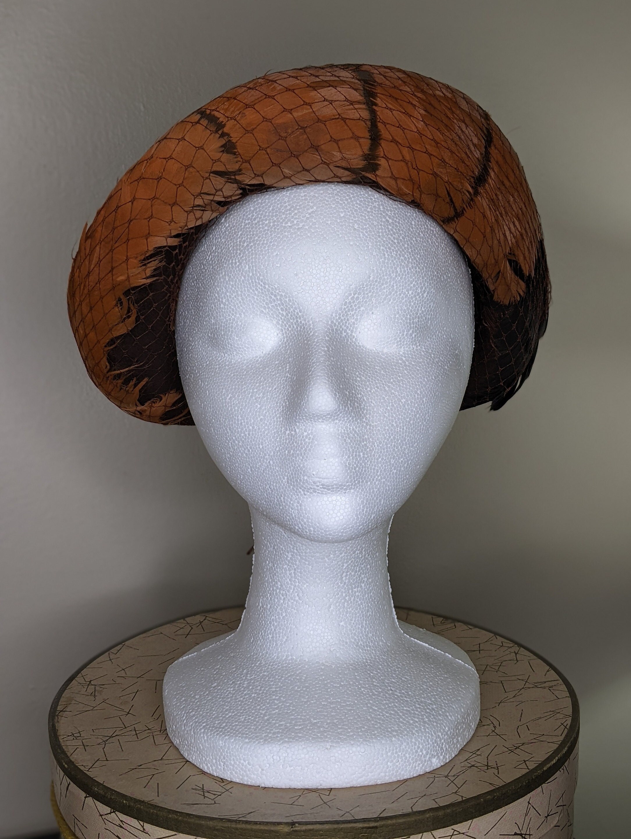 Vintage Brown Wool Cloche With Feathers and Veiling - Etsy
