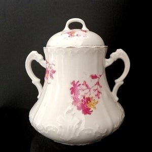 French Treasure Lidded Jar, Vintage Classic Large Pot / Jar By Jean BOYER 1920-1934 Limoges France. Signed &#39;B&#39;. Beautiful Floral Motif., Old