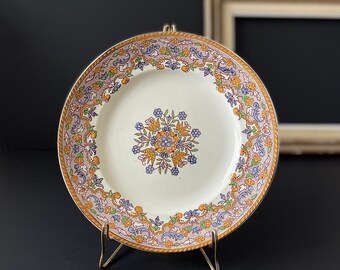 Antique Luneville Earthenware Plate, French Floral Pottery