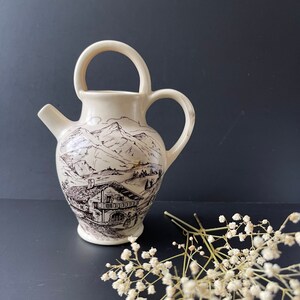Vintage Glazed Deco Vase Pitcher, Hand Etched Design. Unique Hand Carved Decorated Vase. Rare Vase Collection. Ivory Tone Glazed Pitcher