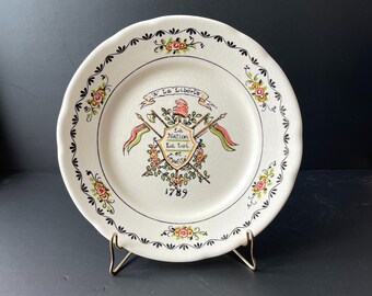 Beau plat d’exposition, vaisselle CBM en pierre de fer. Français Motif 1789, sous-émaillé,