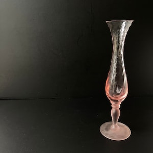 Elegant French Pink Glass Vase, Well Defined Pattern, Pink Color, Fading Effect. Footed with Curves and Levels. Simply Pretty Vase, Decor