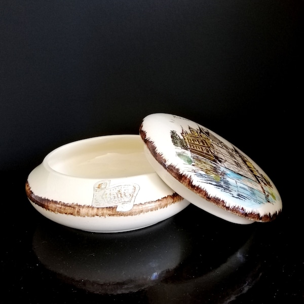 Vintage Large Ceramic Trinket / Powder / Jewelry box by Creation ALMI France Fait Main. Hand Made and Labelled.