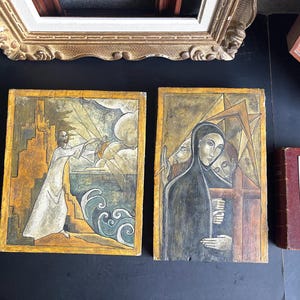 Antike Ikonen, Religiöse Gemälde auf Holz, Alt-Orthodoxe Ikonen, Religiöses Dekor, Kirchenreliquien Sammlerstücke