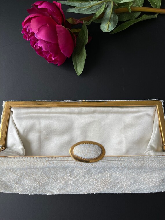 Classy White Beaded Pouch. Vintage Evening Pouch … - image 9